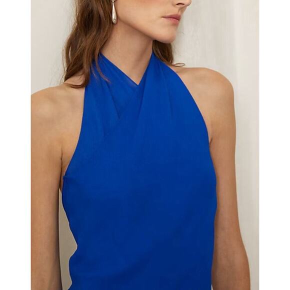 Ralph Lauren Collection Purple Label Halter Silk Midi Dress Royal Blue Crepe 8 M - Picture 5 of 10